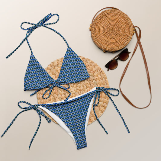 String Bikini with Hexagon All-over print recycled