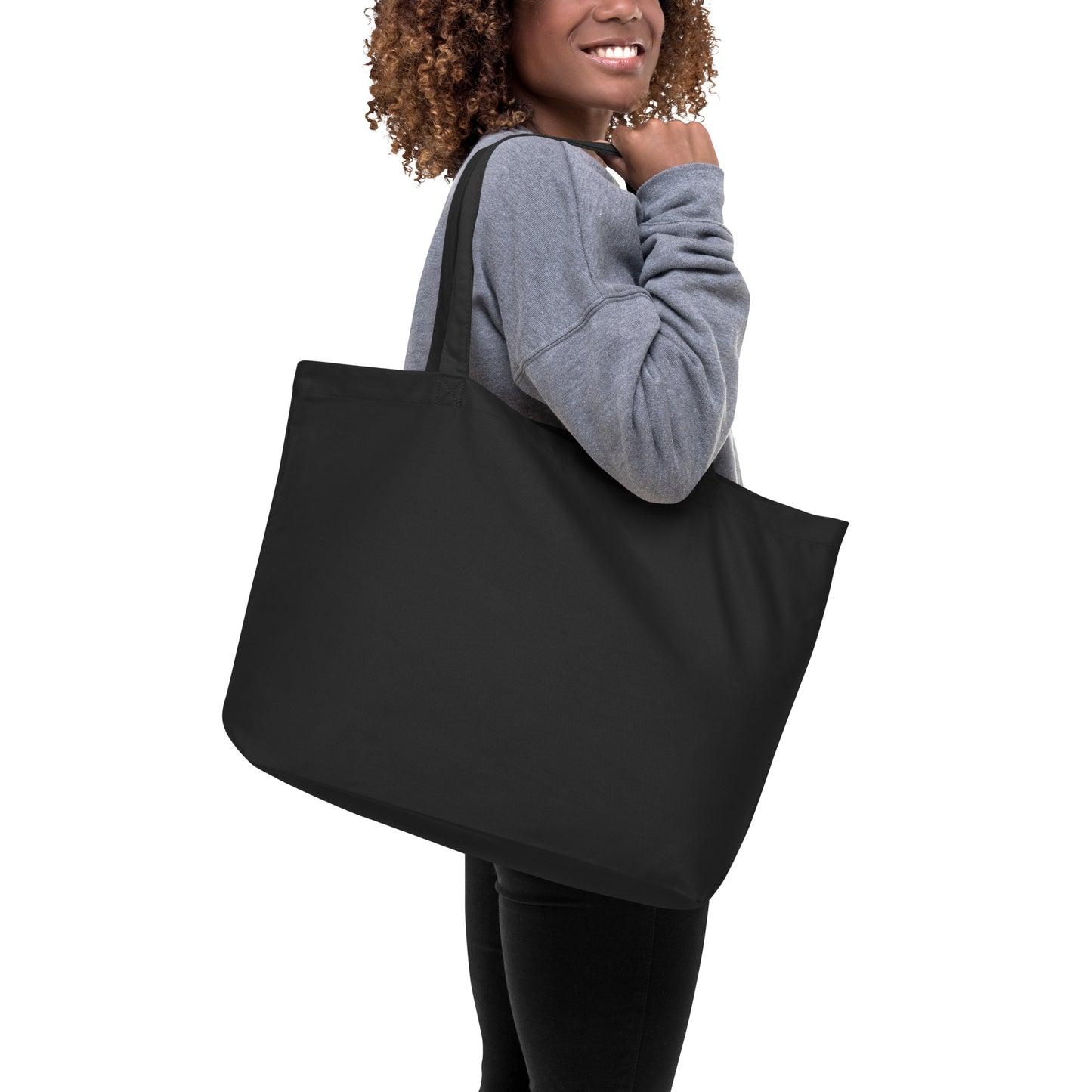 Dainty Daisy Flowers Black Tote Bag Large Size