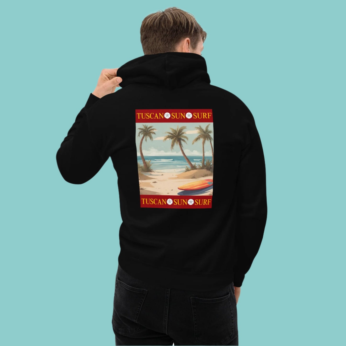 Unisex Hoodie Beach Scene - Back Design