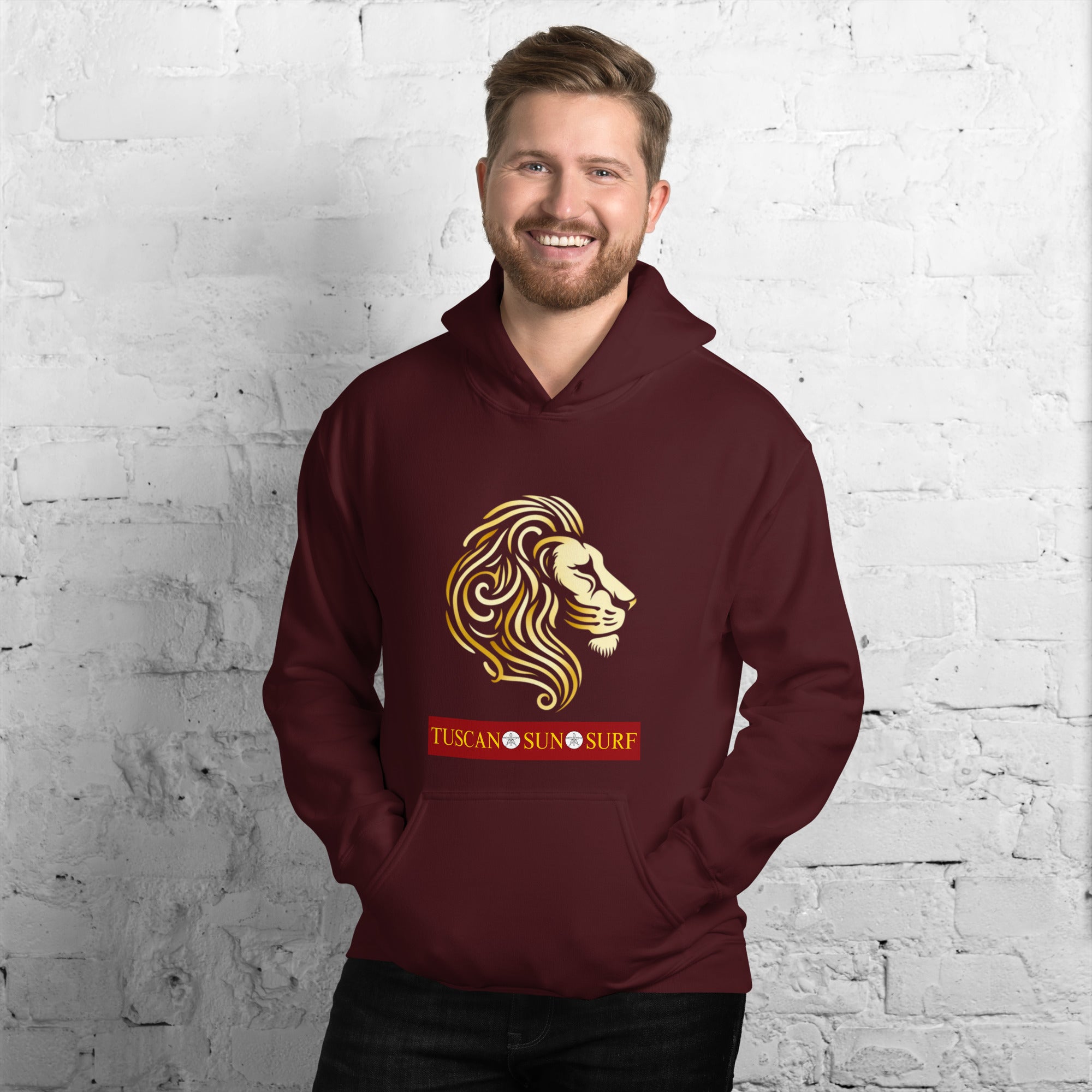 Lion Hoodie Sweatshirt Unisex Tuscan Sun Surf