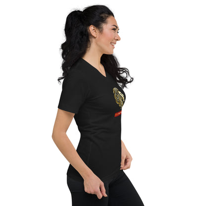 Lion Face V-Neck T-Shirt in Black - Unisex