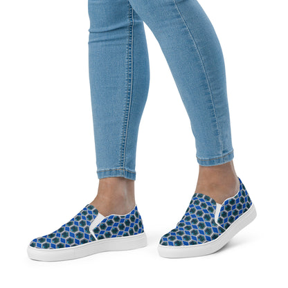 Womens Slip-on Hexagon Print Canvas Shoes