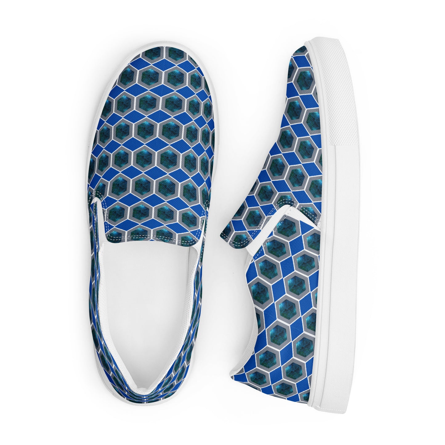 Womens Slip-on Hexagon Print Canvas Shoes