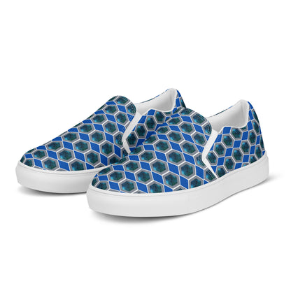 Womens Slip-on Hexagon Print Canvas Shoes